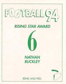 1994 Select AFL Stickers #6 Nathan Buckley Back